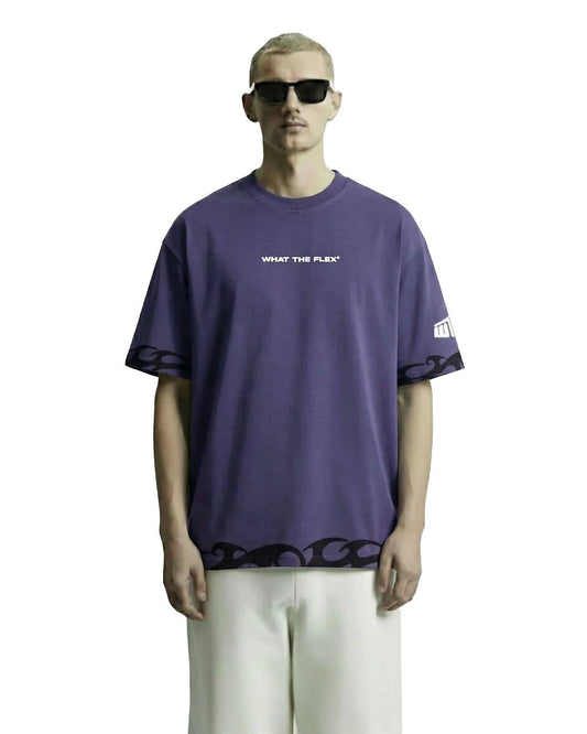Clostar Oversized Graphic Print T-Shirt – Deep Purple Premium Cotton Relaxed Fit